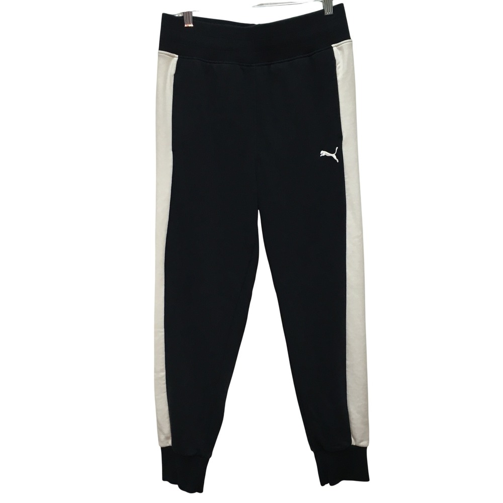 Puma Colorblock Stripe Joggers Medium Black Sporty Athleisure Gym Streetwear